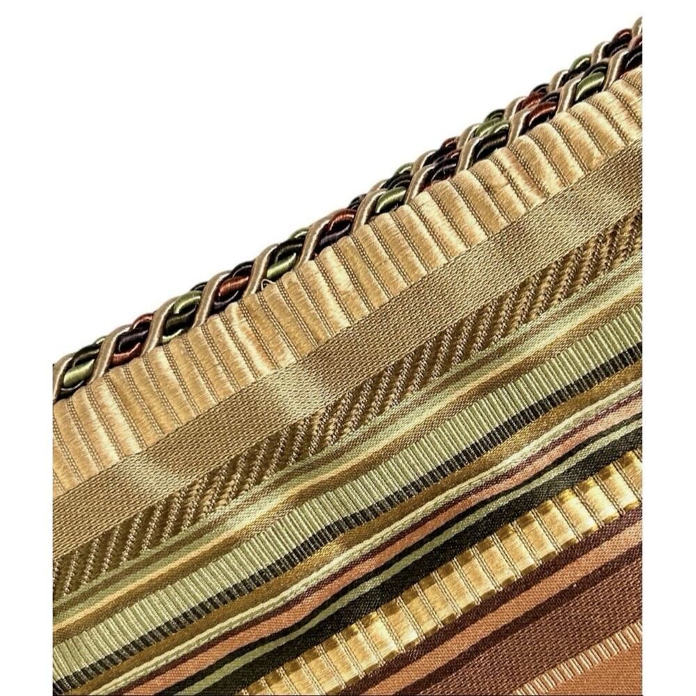 Croscill King Pillow Shams Green Gold Cinnamon Damask Rope Trim Carrington READ